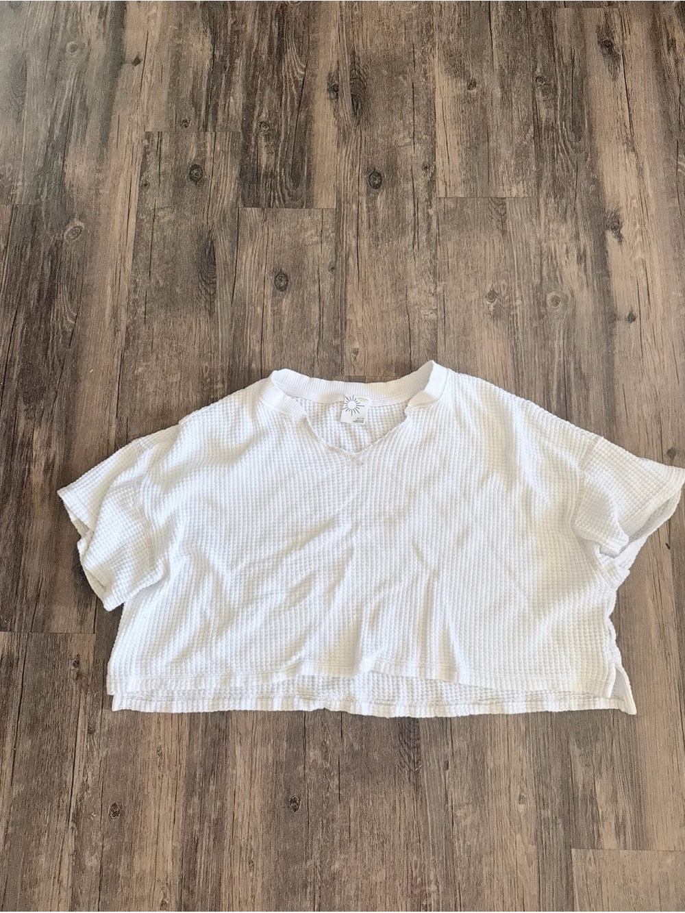 aerie White Waffle Knit Cropped Tee